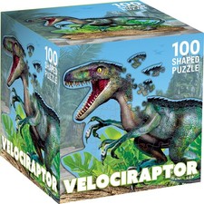 Raptor 100-Piece Shaped Dinosaur Puzzle, 6  10" x 10" 