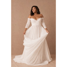 Wtoo by Watters Miles Wedding Dress Off Shoulder Tulle Bridal Gown 18 NWT