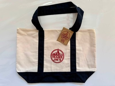 Trader Joe's LARGE Canvas Tote Bag Navy Blue