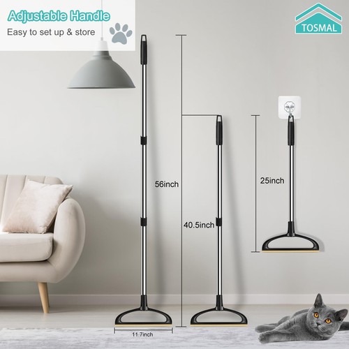 Carpet Rake for Pet Hair Removal Reusable Pet Hair Removal Broom with 56†Lo - Picture 6 of 7