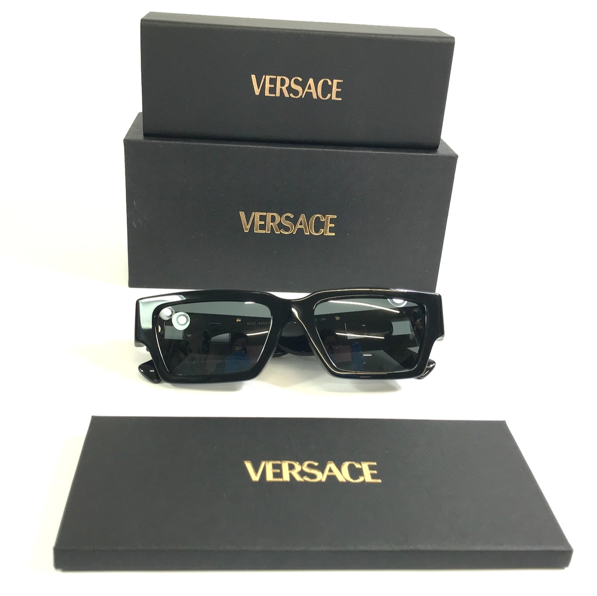 Versace Sunglasses MOD.4459-F GB1/87 Black Gold Asian Fit 