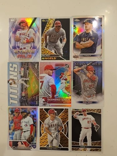 Mike Trout Baseball Cards Lot Of 9 Refractors No Duplicates Chrome Black Gold