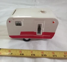 Vintage 1954 holiday rambler camper Ceramic Bank, 1986 retire promo gift, Rare.