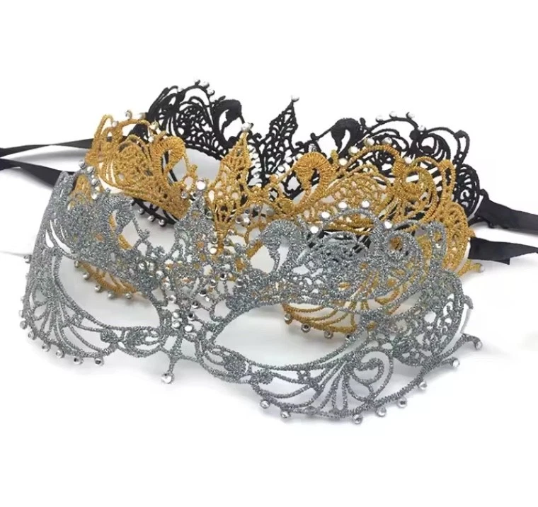 Sexy 50 Shades of Grey Black / Gold Lace Half Eye Mask Party Sensual Adult - Image 2 of 4