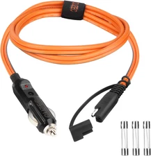 Cigarette Lighter Plug to SAE Quick Release Adapter, 12V/24V, 30A Fused, 12AWG C