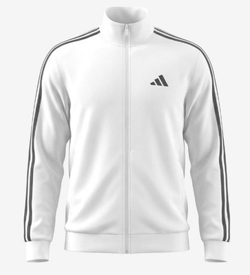 Adidas Men 3-Stripe Regular Jacket Knit White Athletic Track Top Jackets KR6431