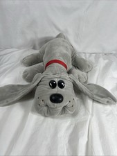 Hasbro Large 18" POUND PUPPIES Gray Dog with Long Ears Red Ribbon