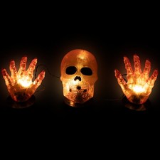 Northlight LED Lighted Skull and Hands Outdoor Halloween Decoration - 4' Black W
