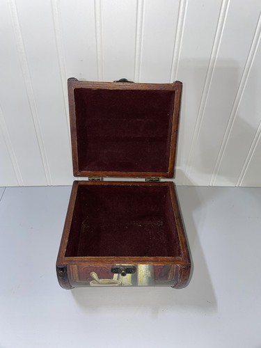 Rounded Wooden Java Box with Metal Hardware - Picture 3 of 11