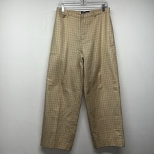 Vtg 90s Ralph Lauren Polo Golf Women's Wide Leg Pants Trousers 10 Tan Windowpane