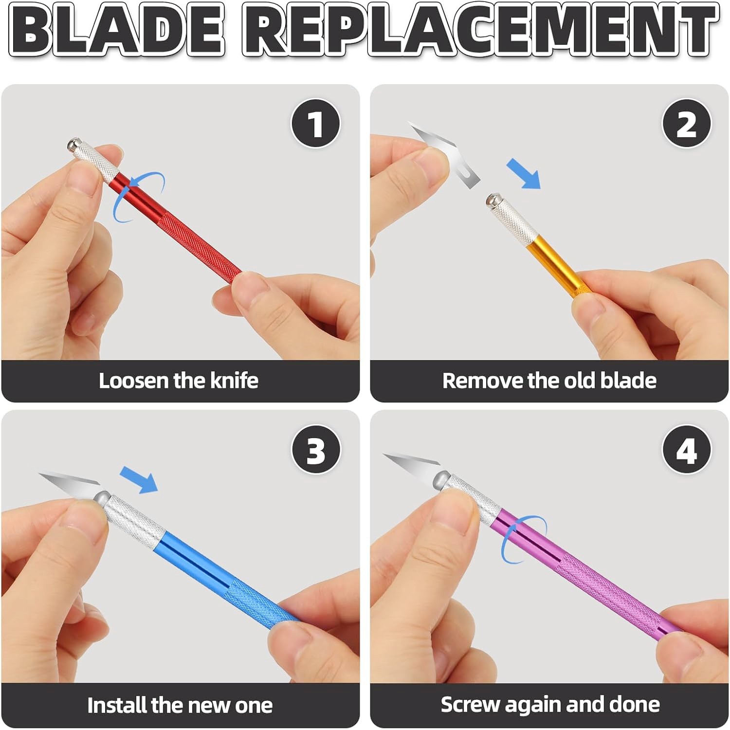 55 Pack Exacto Knife Set 5 Craft Knives + 50 Blades #11 for Art & DIY by EGYPAMI