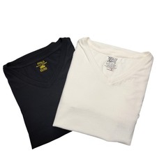 2 Polo Ralph Lauren Shirts Mens Big 2X White Black V-Neck Pony Logo Tee