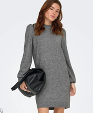 JDY QVC High Neck Knitted Dress Dark Grey Melange New Size XS bx7
