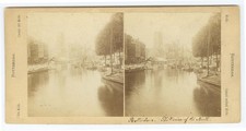 G2708~ NETHERLANDS – Rotterdam De Kolk Canal & Harbor 1860s Stereoview
