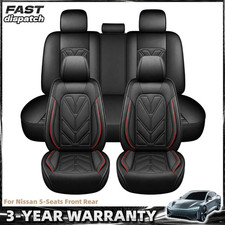 New Luxury Leather 5-seat Car Seat Covers For Nissan Front Rear Full Set Black New Luxury Leather 5-seat Car Seat Covers For Nissan Front Rear Full Set Black