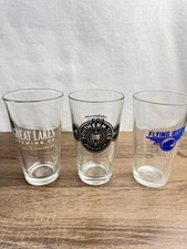 Set of 3 Brewery Pint Glasses – Flying Bison, Southern Tier, Great Lakes Brewing