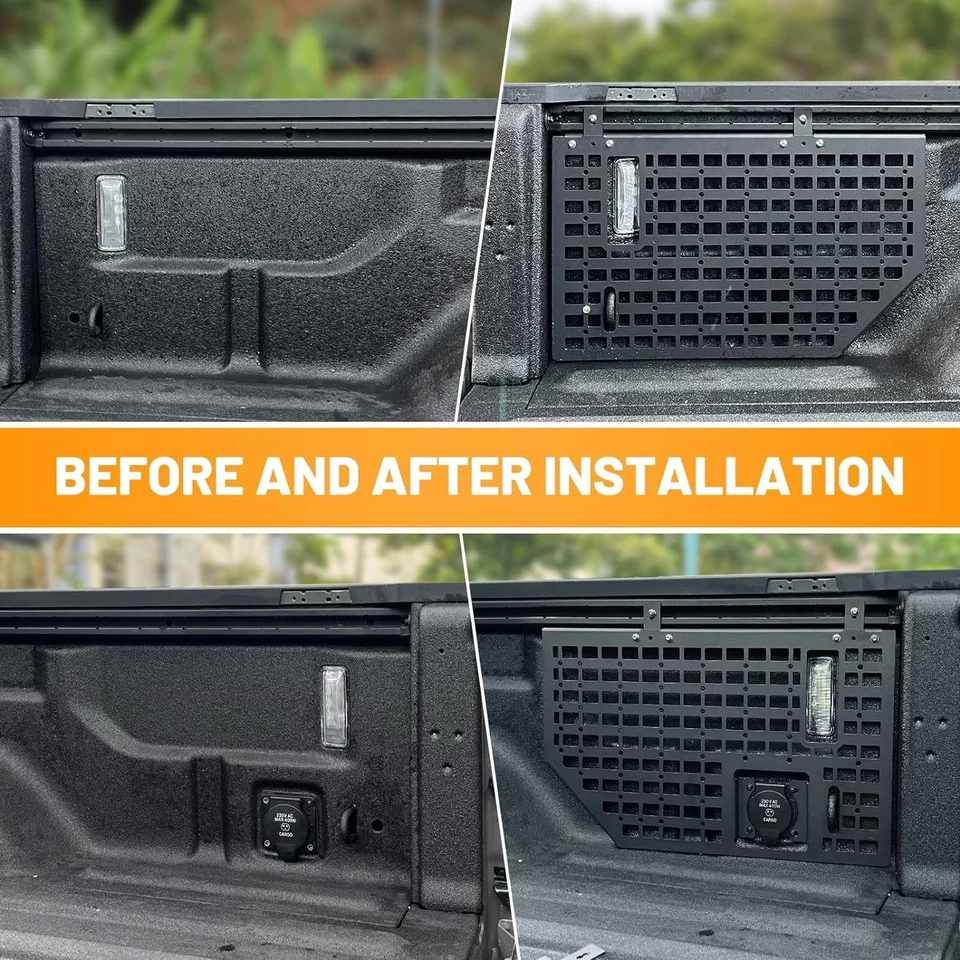 Cama lateral de caminhão sistema de painel MOLLE organizador de armazenamento de carga para Jeep Gladiator JT - Imagem 3 de 4