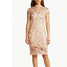 TADASHI SHOIJ $388 Cap Sleeve Lace Sheath Dress Light Pink Size 16 NWT