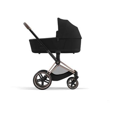 $1599 Cybex Priam 4 3-in-1 Stroller Black and Rose Gold with Plastic Rain Covers