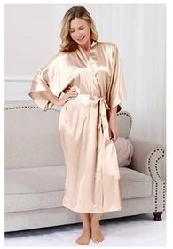 Plus Size S-XXXL Rayon Bathrobe Womens Kimono Satin Long Robe Sexy Lingerie Clas