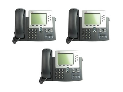 3x Cisco IP/VoIP Phone CP-7962G Grey With Base and Handset