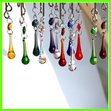 12pcs Raindrop Crystal Chandelier Prisms Parts, Colored 53mm Hanging Crystals...