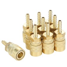 Air Coupler with 1/4 Hose Barb Industrial M-Type 1/4 Inch Body Size Brass Mat...