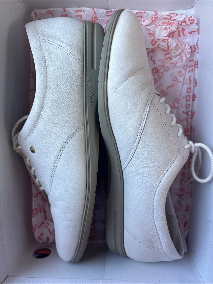 Oxfords femininos Easy Spirit ESMotion couro biqueira fechada couro branco tamanho 9,5 B - Imagem 3 de 4
