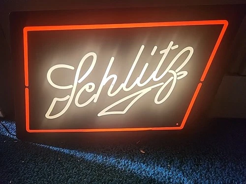 VINTAGE 1982 SCHLITZ BEER OPTI NEO NEON LIGHTED SIGN-BAR-LAGER-MILWAUKEE WI-ALE