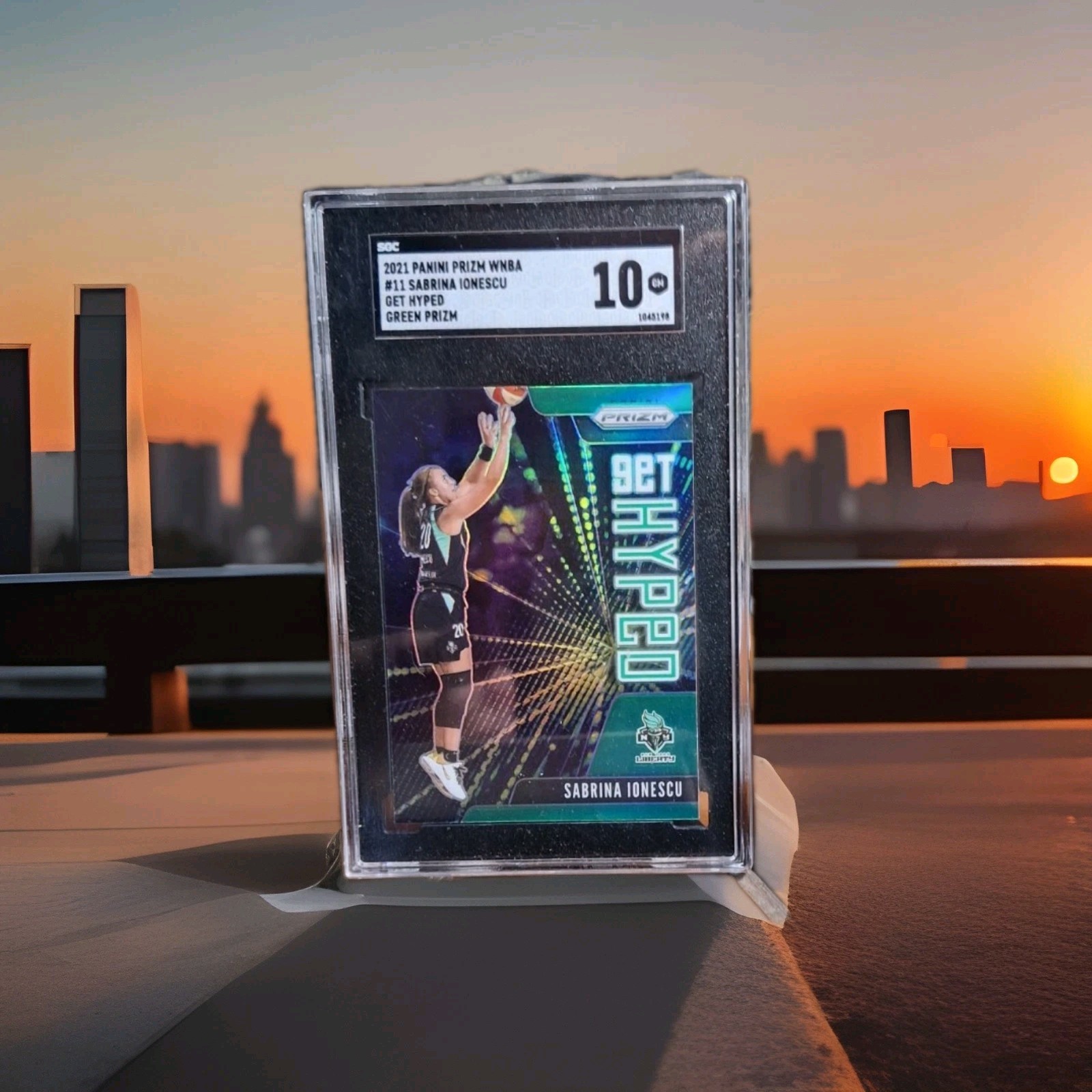 Panini 2021 Prizm WNBA Get Hyped Sabrina Ionescu Green Prizm #11 SGC 10 Liberty view 13