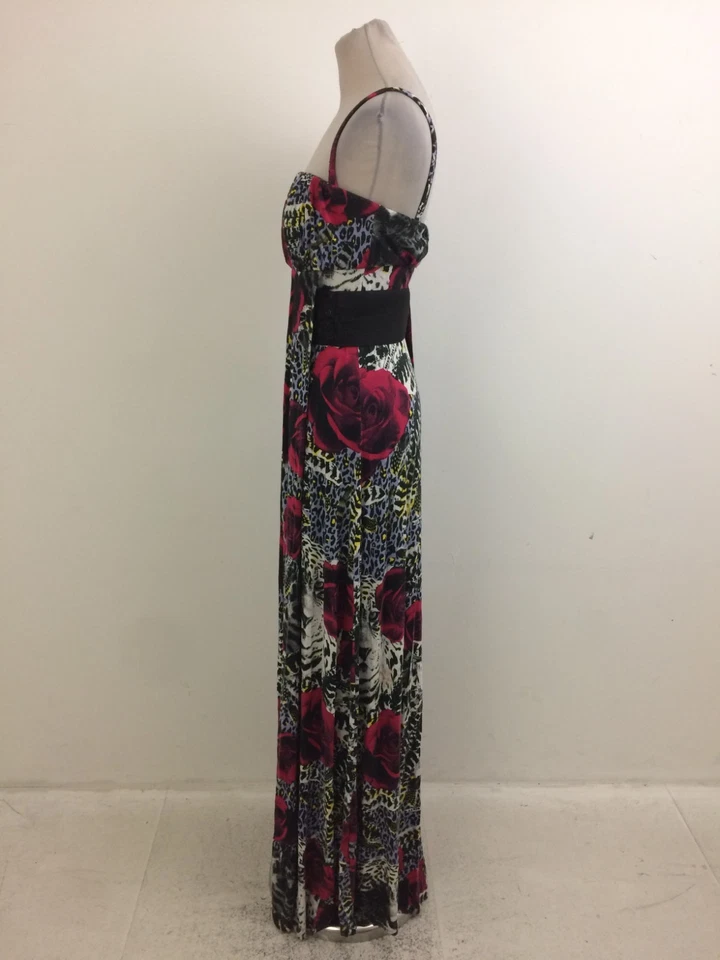 Vestido para mujer Miss Sixty talla M gris multicolor floral maxi cinturón usado F1 Foto 3 de 4