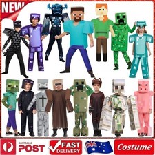 NEW Kids Minecraft book week Cosplay Costume Jumpsuit Fancy Dress Party Outfit🎁