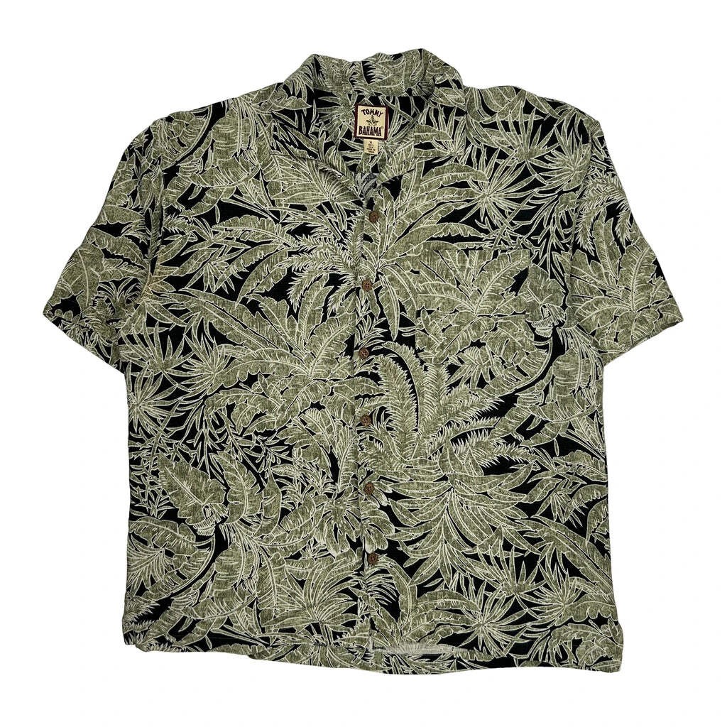Tommy Bahama Floral Hawaiian Shirt - XL Black Silk