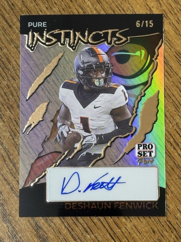 Deshaun Fenwick 2024 Pro Set Pure Instincts Shimless Bronze Holo Auto #6/15