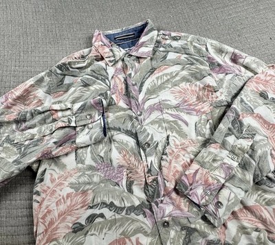 Tommy Bahama Coastline Corduroy Shirt Men M Floral Beach Long Sleeve Hawaiian