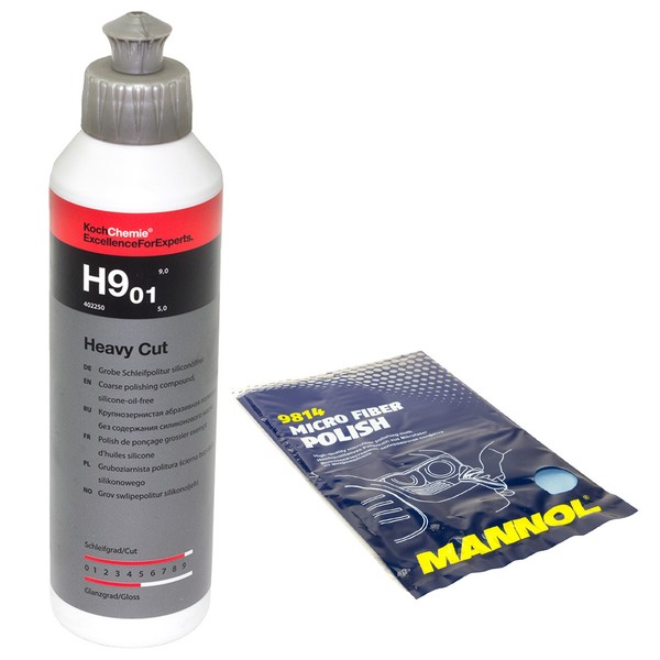 Heavy Cut H9.02 Grobe Schleifpolitur 250 Ml Koch Chemie + 1X Microfasertuch Blau-image