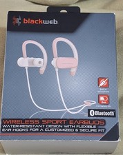 BLACKWEB Wireless Bluetooth Sport Earbuds Earphones Built-in Microphone ~ Pink