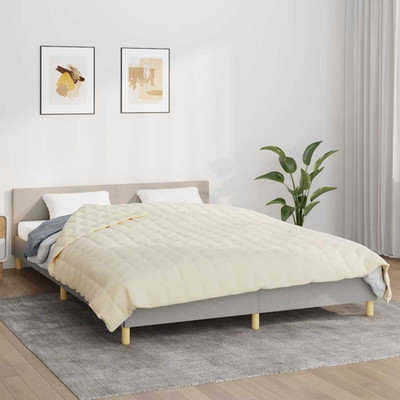 Gewichtsdecke Creme 220x235 cm 15kg Gebürstet Mikrofaser Schlaf Beruhigend Linderung.