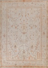 Hand-Knotted Oushak Wool Area Rug - Geometric Turkish Oriental Design