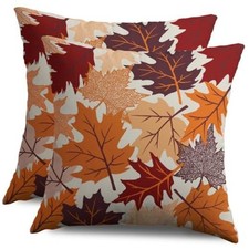 Fall Pillow Covers 18X18 Set of 18" x 18" Pack of 2 Burnt Orange Burgundy Red