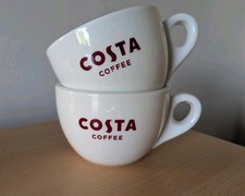 Costa Coffee Cups Mugs - Pair – Chunky Cappuccino Latte Set Excellent Condition