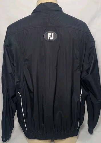 DryJoys by FootJoys Black Full Zip Rain Jacket Zipper Pockets ~ Mens Large Used - Picture 2 of 14