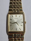 Vintage Seiko Mens Gold Tone 27mm Quartz Tank Watch 7" Original Band RUNNING