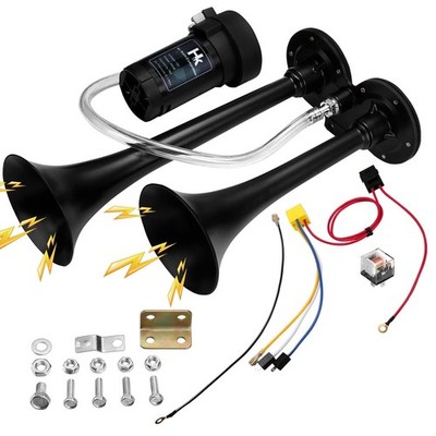 150DB Dual Trumpet Air Horn Kit w/ Compressor for Truck Car SUV Motorcycle