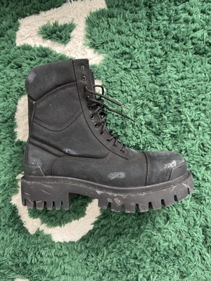 Balenciaga Black Canvas Strike Boots (EU 42)