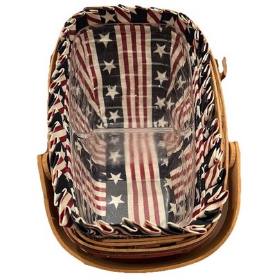Longaberger 1996 Americana Patriotic Storage Basket Handwoven -Liner & Insert