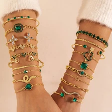 20Pcs Dainty Layered Chain Bracelets Adjustable Bangle Link Bracelet Set Women