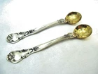 Gorham Chantilly Sterling Gold Washed Bowl 2 ¾” Salt Spoons - Set of 2 - No mono