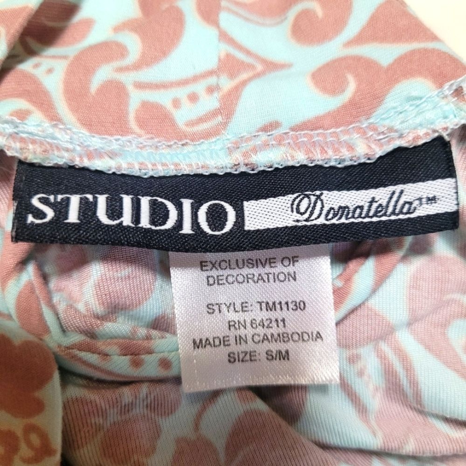 Studio Donatella  Women's Nightgown And Robe Sz M Floral Embellished Blue & Tan