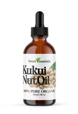 100% Organic Kukui Nut Oil, Imported From Hawaii, 4oz Glass Bottle, Cold-Pressed